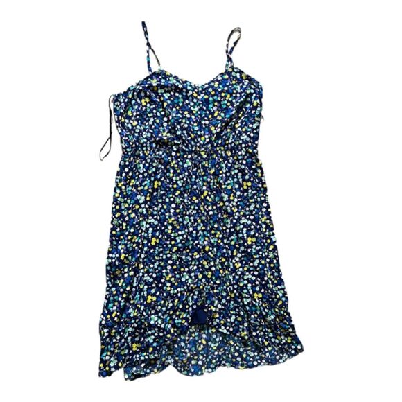 Donna Morgan Blue And Yellow Small Floral V Neck Midi Dress NWOT Sz 18W - Picture 2 of 7
